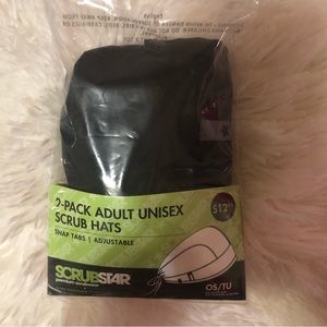 New Black cotton / poly scrub caps (6) 3 packs of 2